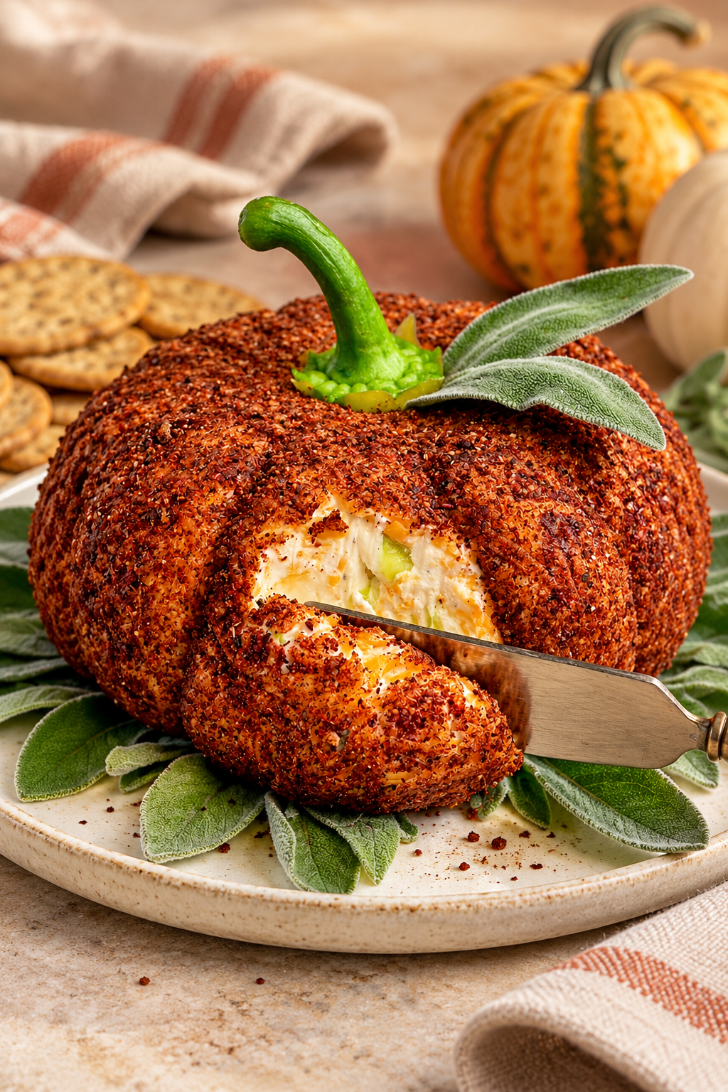Pumpkin-Shaped Cheddar Cheese Ball — Corinne in Season